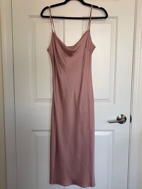 Express Dusty Rose Slip Midi Dress